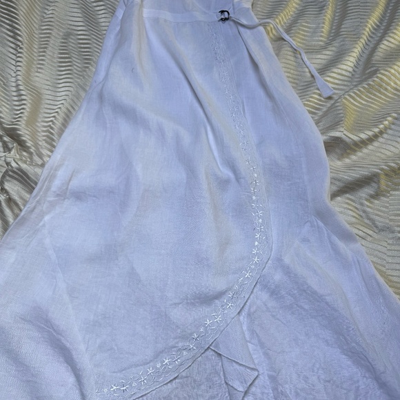 White Linen Wrap Dress | Sleevless Lightweight Short to Long Dress | Natural - Picture 7 of 8